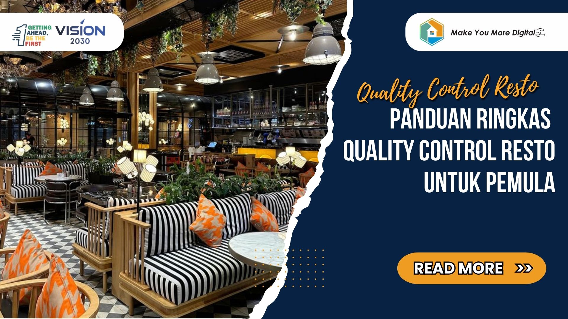 Staf restoran melakukan pengecekan kebersihan meja dan peralatan dengan teliti untuk Quality Control Resto