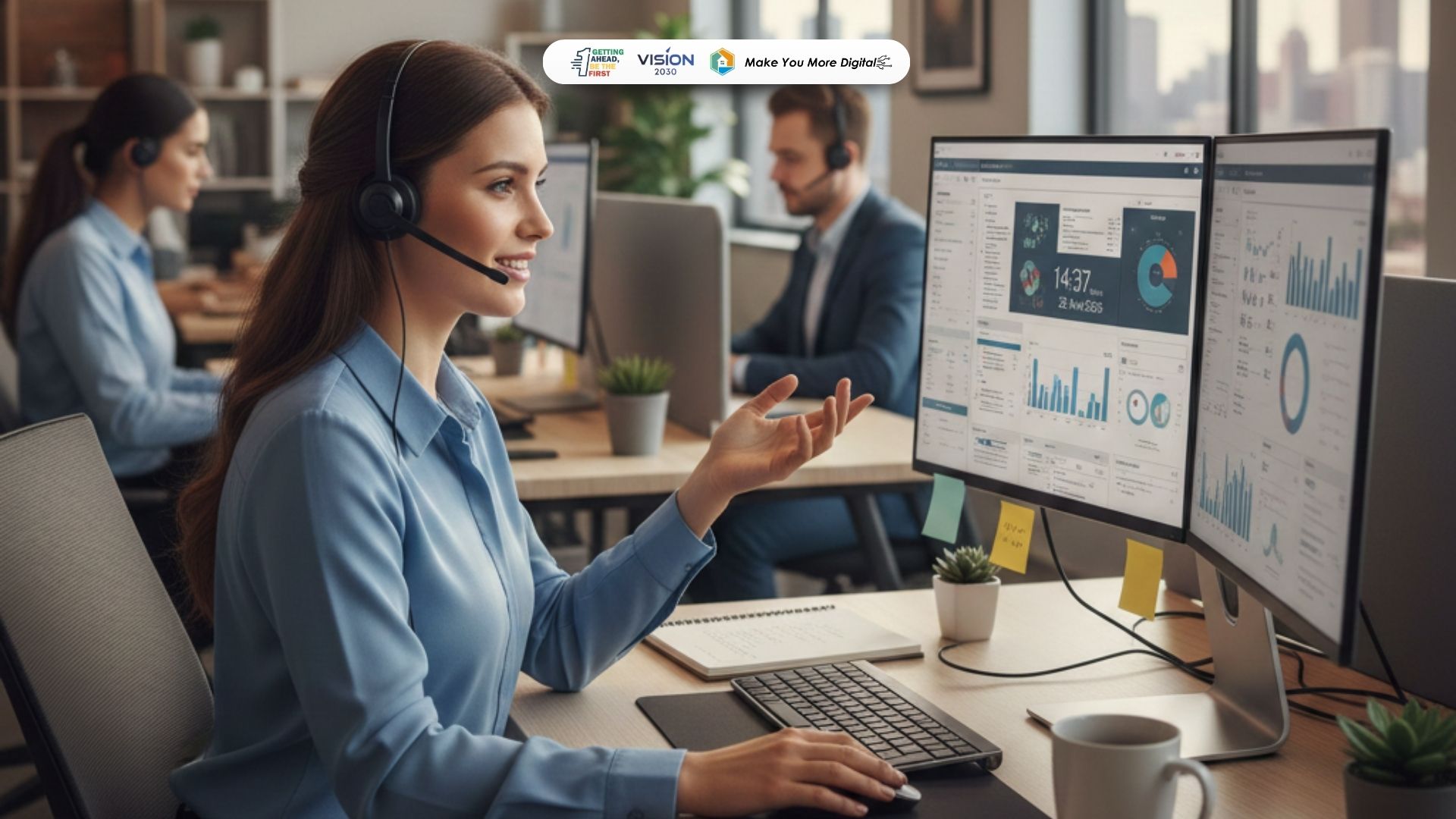 Customer service profesional melayani pelanggan dengan sikap ramah, tenang, dan komunikatif