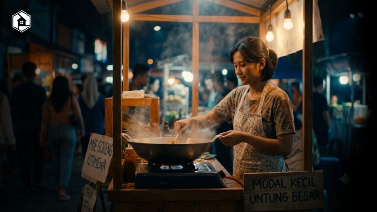 seseorang memulai usaha modal kecil dengan berbagai ide bisnis menguntungkan seperti kuliner, jasa digital, dan toko online.