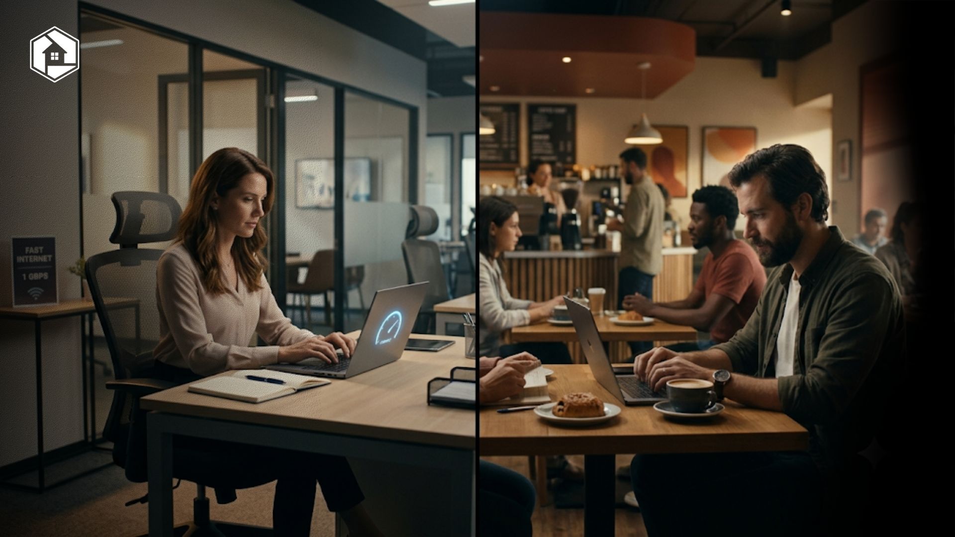 Seseorang membandingkan bekerja di coworking space dan coffee shop untuk meningkatkan produktivitas kerja.