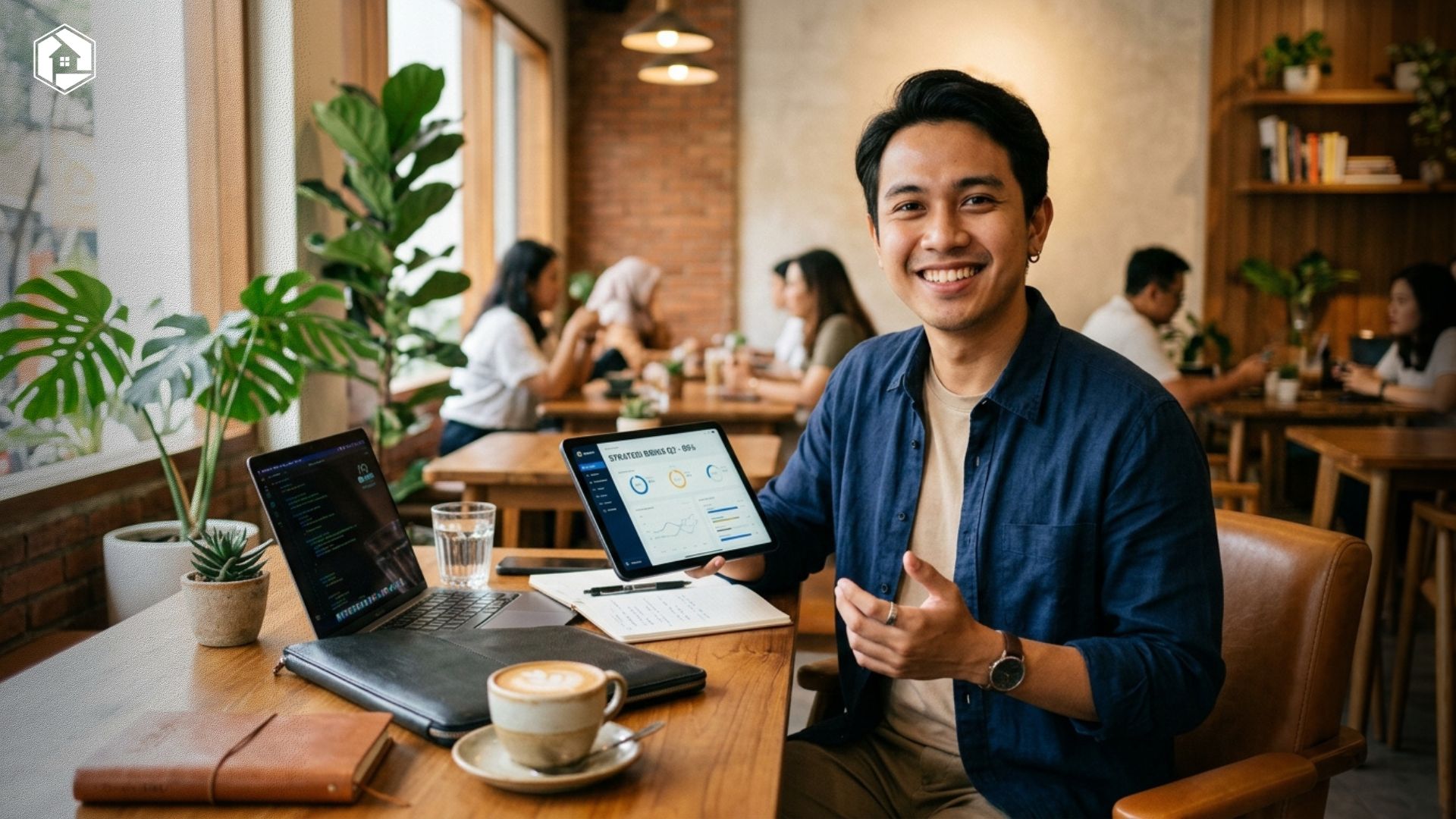 Seorang pebisnis muda sedang merencanakan strategi alokasi modal usaha alternatif di atas meja kerja yang modern.