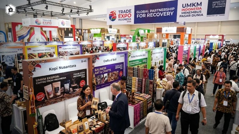 Suasana pameran ekspor bisnis UMKM pada ajang Trade Expo Indonesia 2026.